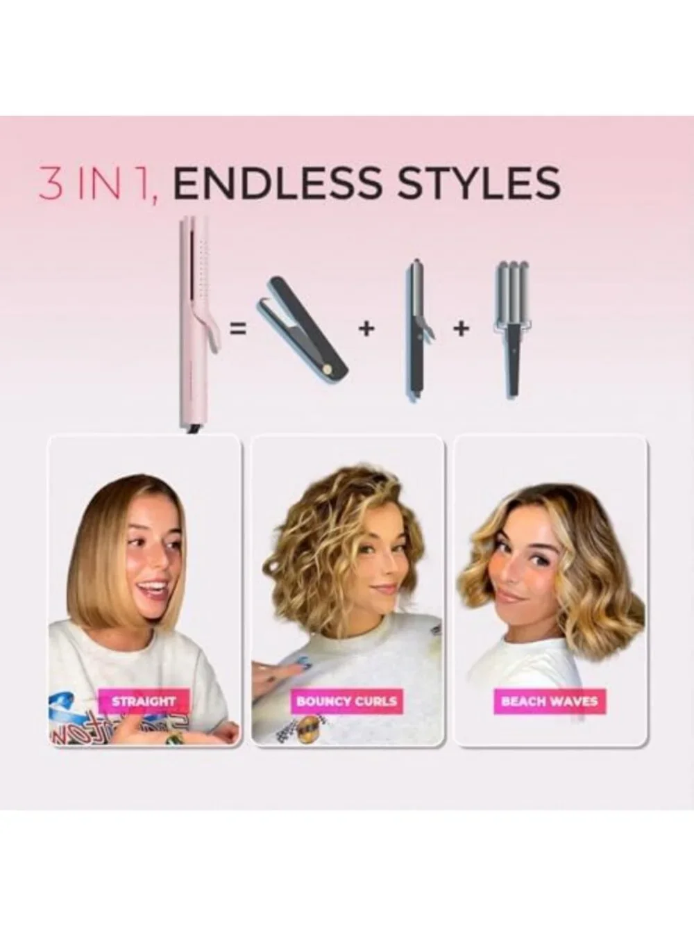 2-in-1 Curling Iron & Flat Iron - Hair Straightener & Curler with Airflow